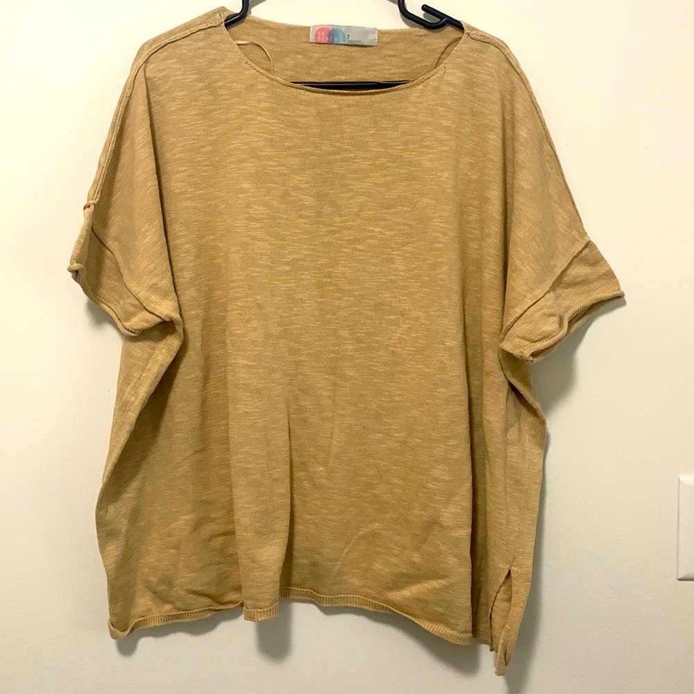 FP Movement by Free People Mustard Yellow Boxy Short Sleeve Top